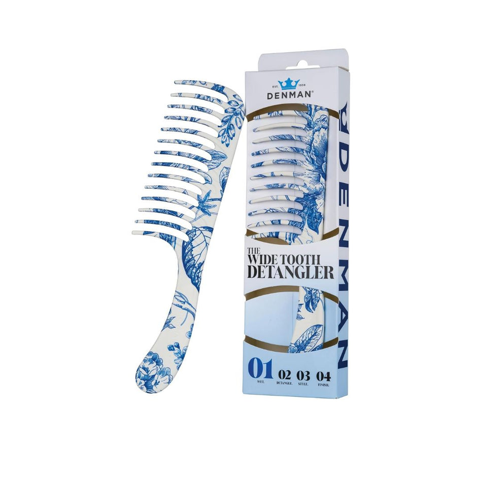 Denman D28 Deluxe Wide Tooth Detangler Comb Blue Belle on a white background