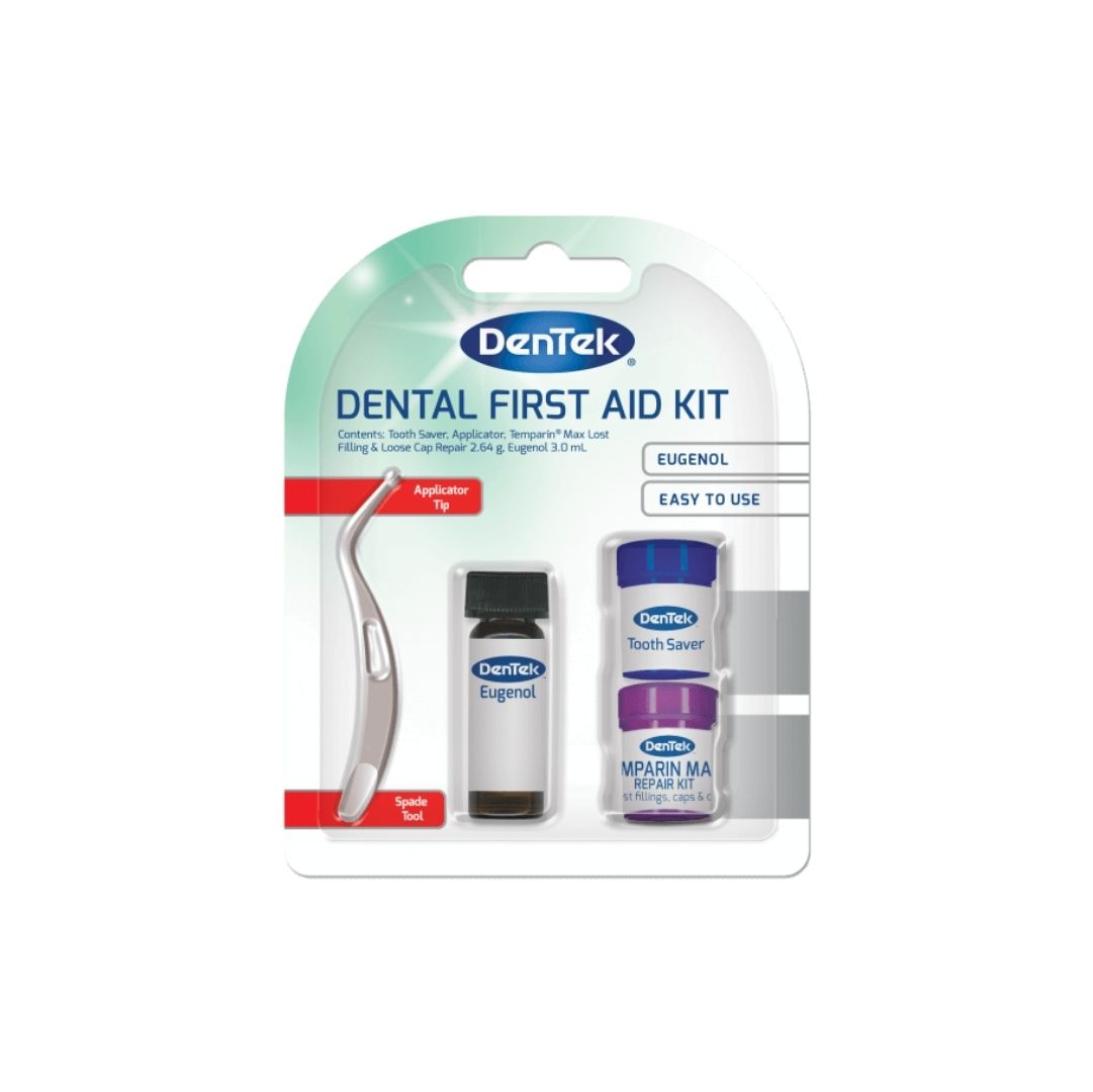 DenTek Dental First Aid Kit Packaging on a white background