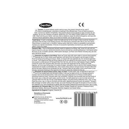 DenTek Dental First Aid Kit packaging (rear angle) on a white background