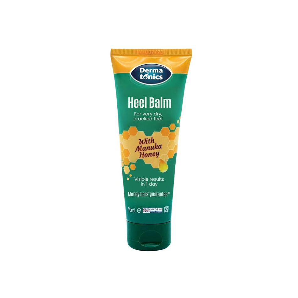 Dermatonics Heel Balm with Manuka Honey container on a white background
