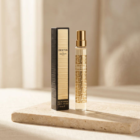 Destin de Balmain Paris Eau de Parfum 10ml on a marble slab