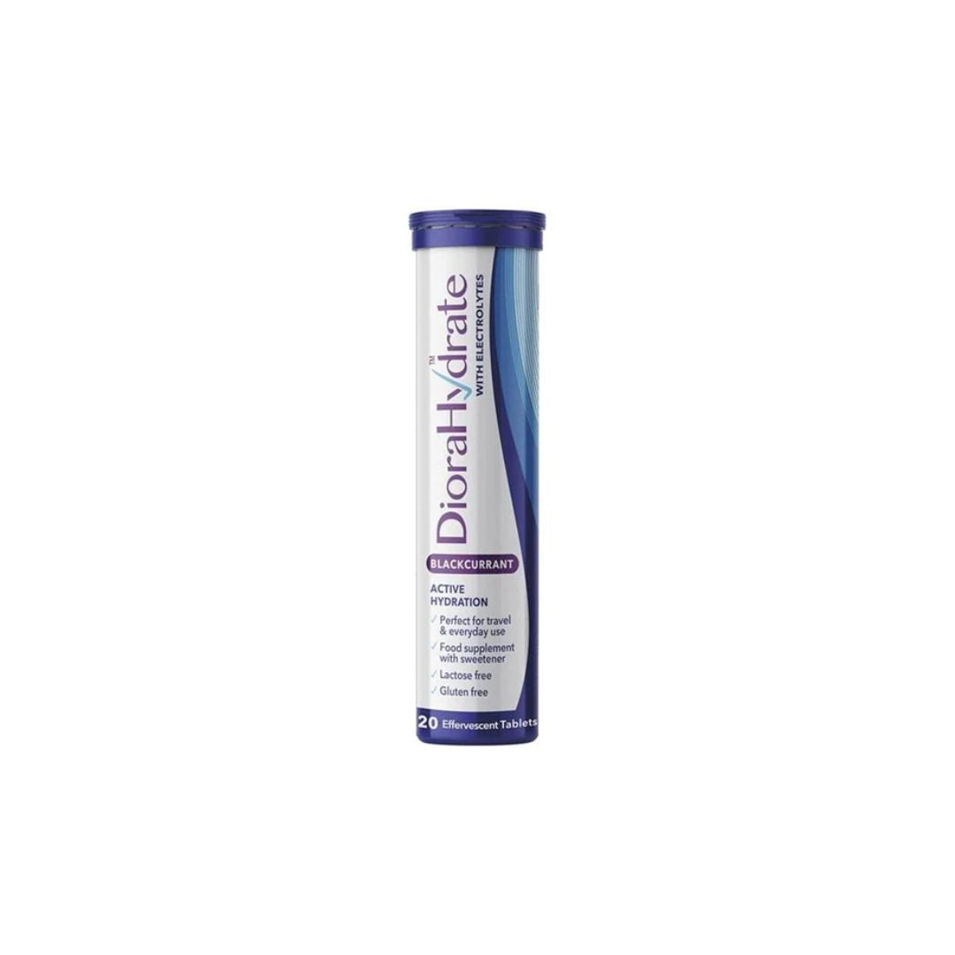 DioraHydrate Electrolyte Tablets – Blackcurrant packaging