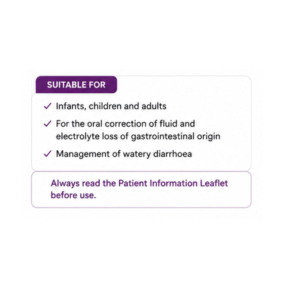Dioralyte Rebalance Blackcurrant 6 Sachets 'Suitable For' graphic