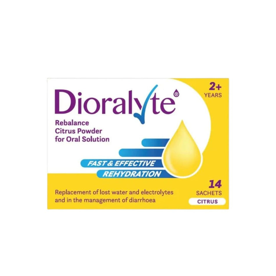 Dioralyte Rebalance Citrus 14 Sachets packaging on a white background