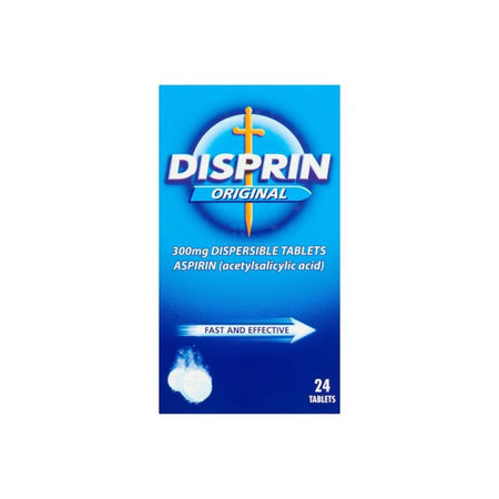 Disprin Original 300mg Dispersible 24 Tablets packaging on a white background