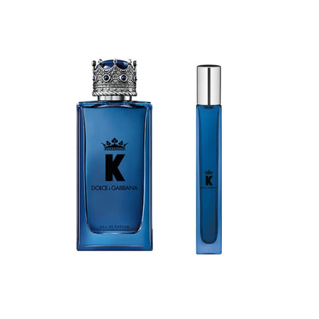 Dolce & Gabbana K Eau de Parfum 10ml and 100ml on a white background