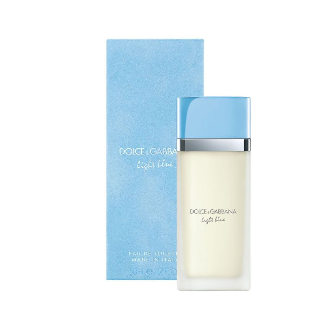 Dolce & Gabbana Light Blue Eau de Toilette 50ml bottle and packaging on a white background