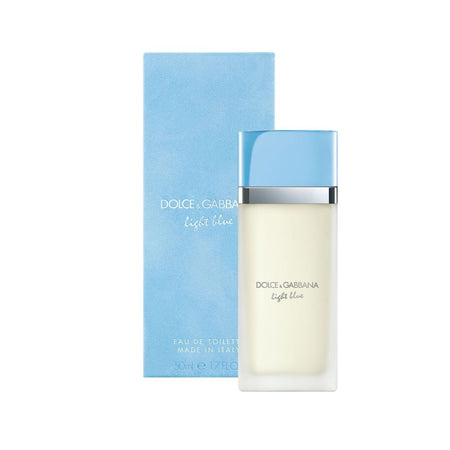 Dolce & Gabbana Light Blue Eau de Toilette 50ml bottle and packaging on a white background