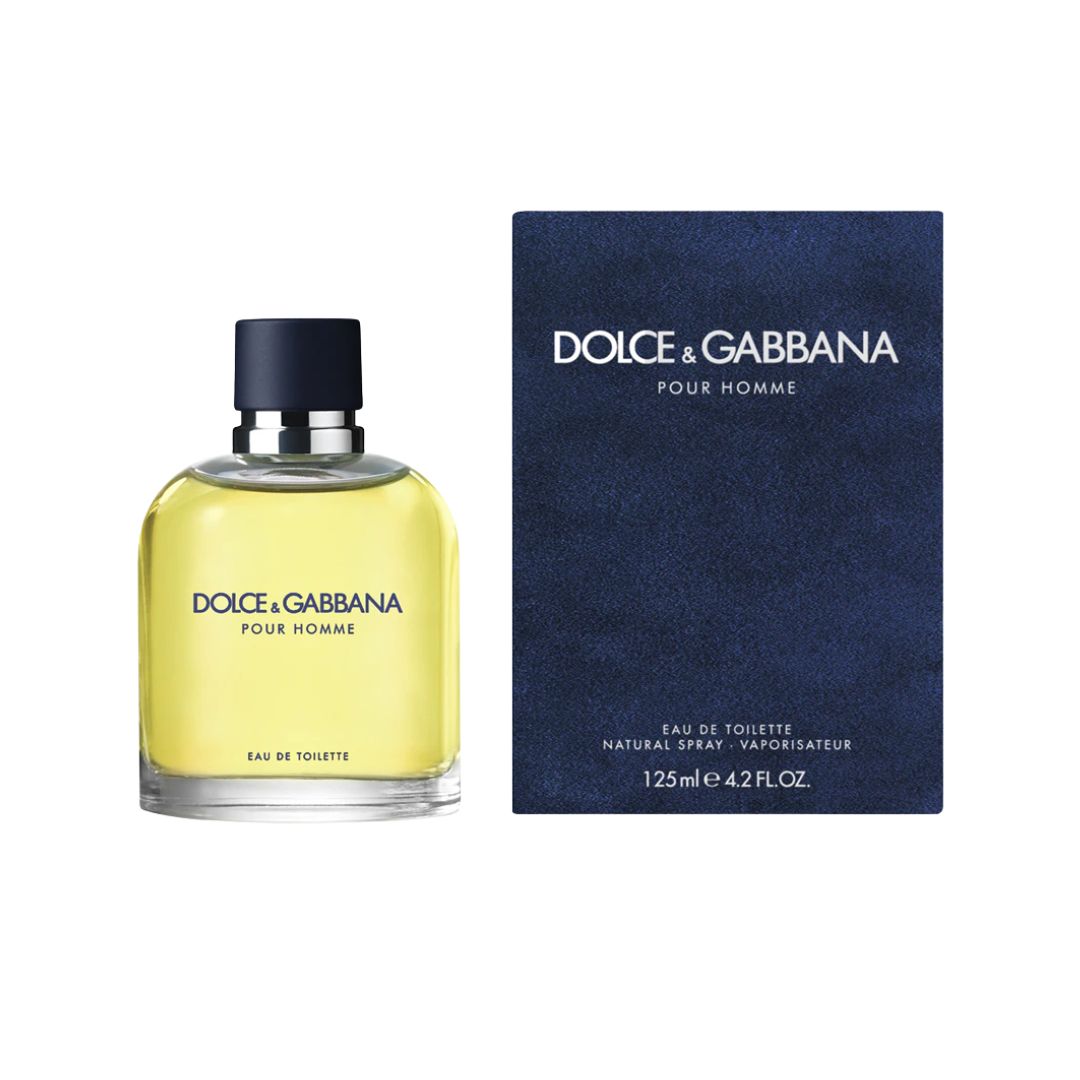 Dolce & Gabbana Pour Homme Eau de Toilette 125ml bottle and box on a white background