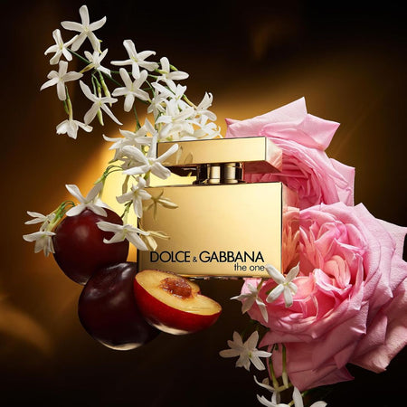 Dolce & Gabbana The One Gold Eau de Parfum on a floral background