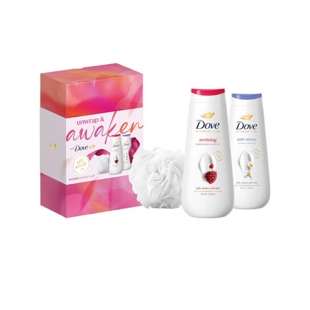 Dove Unwrap & Awaken Gift Set on a white background