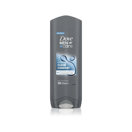 Dove Men+Care Clean Comfort Body Wash 250ml on a white background