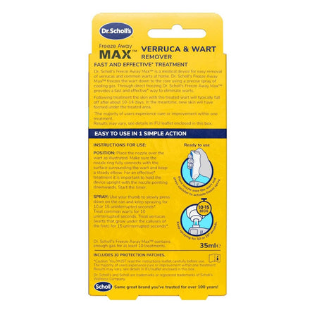 Dr. Scholl's Freeze Away Max verruca and wart remover packaging on a white background