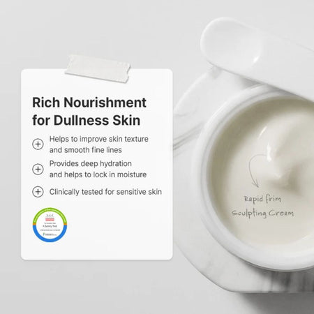 Container of Rapid Firm Sculpting Cream with text on a white background