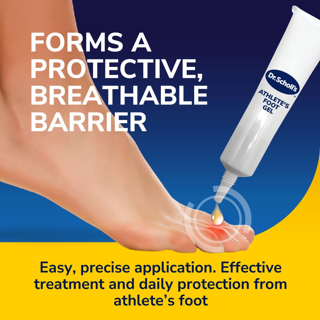 Dr. Scholl's Athlete's Foot Gel 4-in-1 Solution 10ml informative graphic