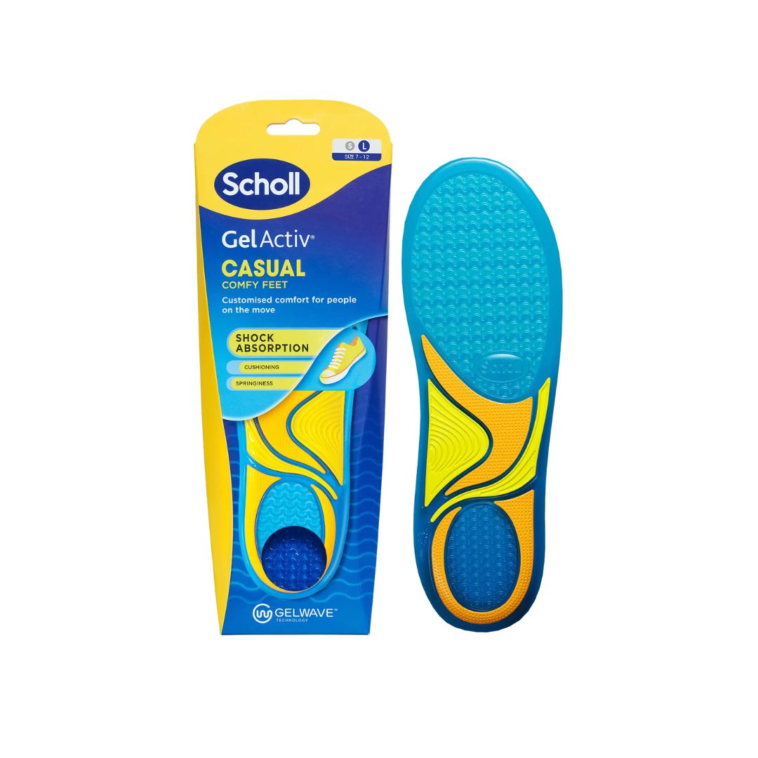 Scholl GelActiv Casual Comfy Feet Insoles Large (UK 7–12) on a white background