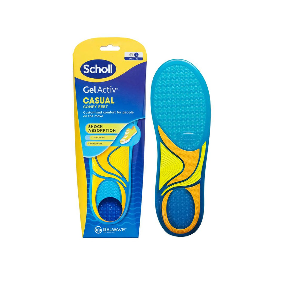 Scholl GelActiv Casual Comfy Feet Insoles Large (UK 7–12) on a white background