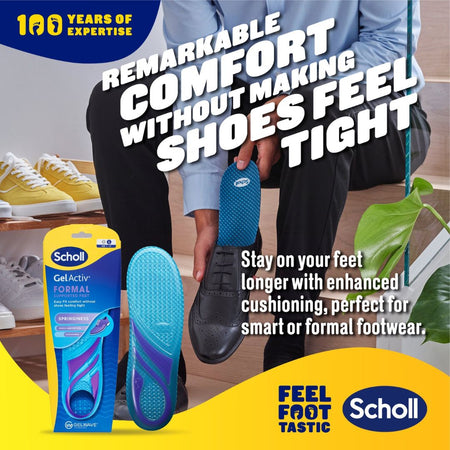 Scholl GelActiv Casual Comfy Feet Insoles Large (UK 7–12) informative graphic