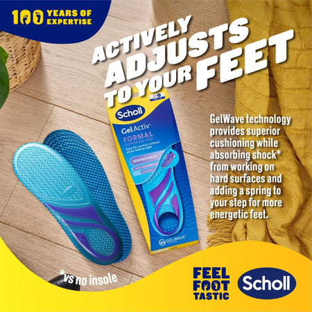 Scholl GelActiv Casual Comfy Feet Insoles Large (UK 7–12) informative graphic