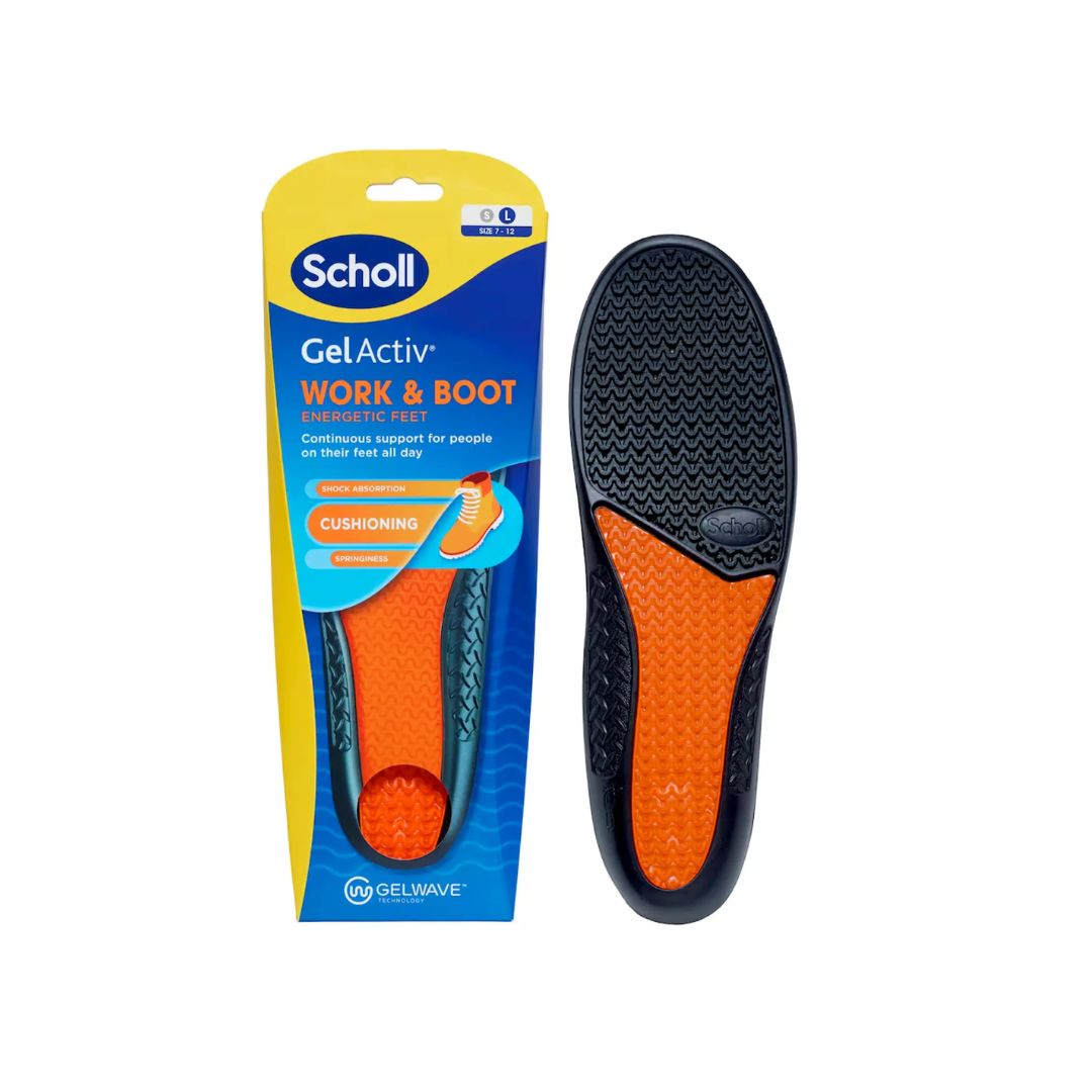 Scholl GelActiv Work & Boot Insoles Large (UK 7–12) on a white background
