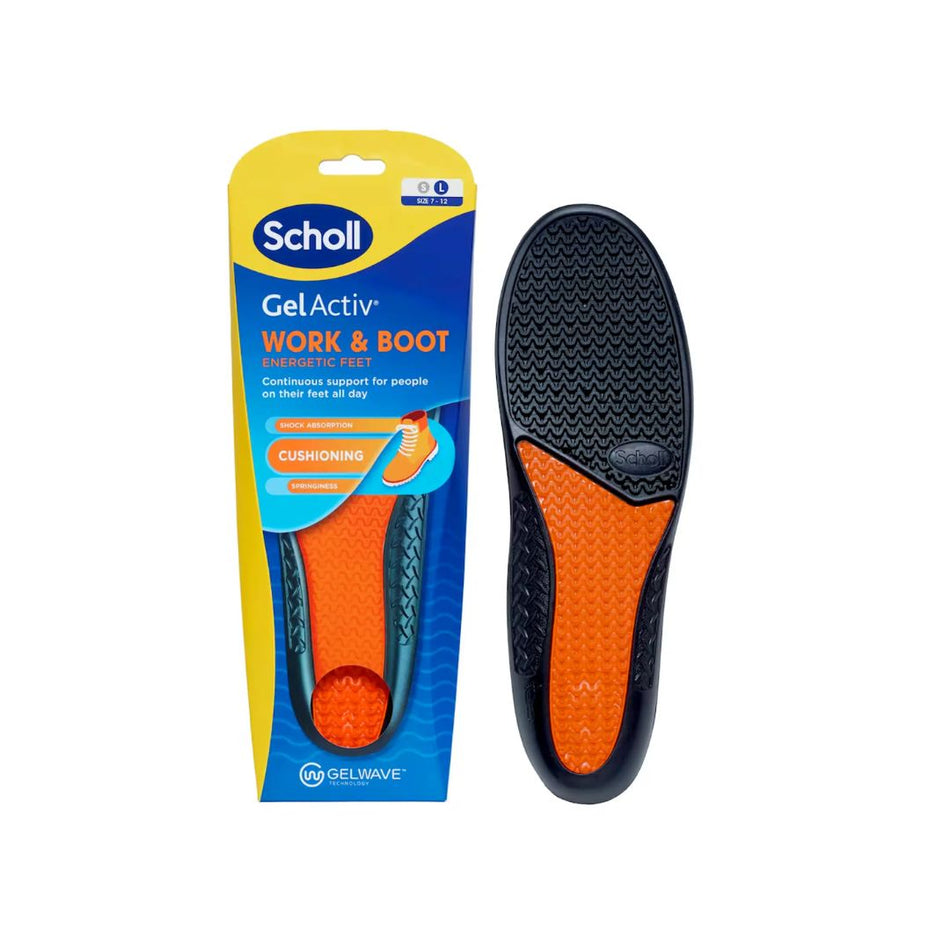 Scholl GelActiv Work & Boot Insoles Large (UK 7–12) on a white background
