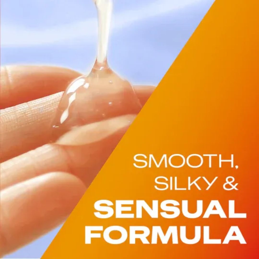 Durex Ylang Ylang Massage Lube graphic with the caption 'SMOOTH, SILKY & SENSUAL FORMULA'