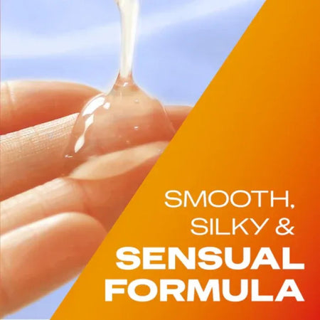 Durex Ylang Ylang Massage Lube graphic with the caption 'SMOOTH, SILKY & SENSUAL FORMULA'