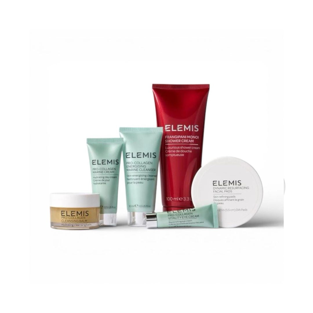 Elemis Away for the Holidays Travel Set contents on a white background