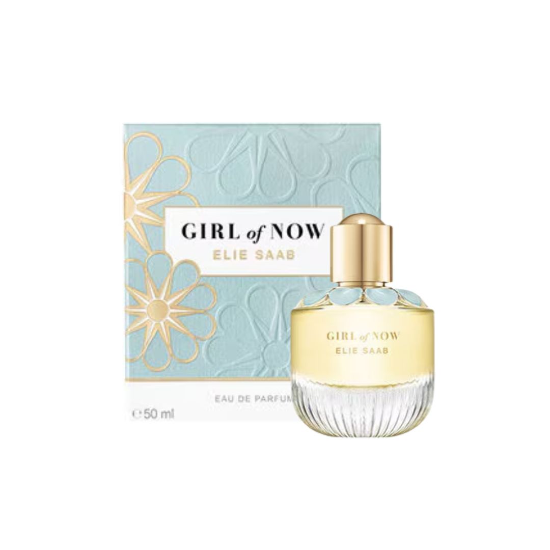 Elie Saab Girl of Now Eau de Parfum 50ml bottle and box on a white background