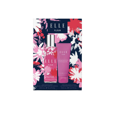 ELLE Fleur Body Spray & Lotion Gift Set on a white background