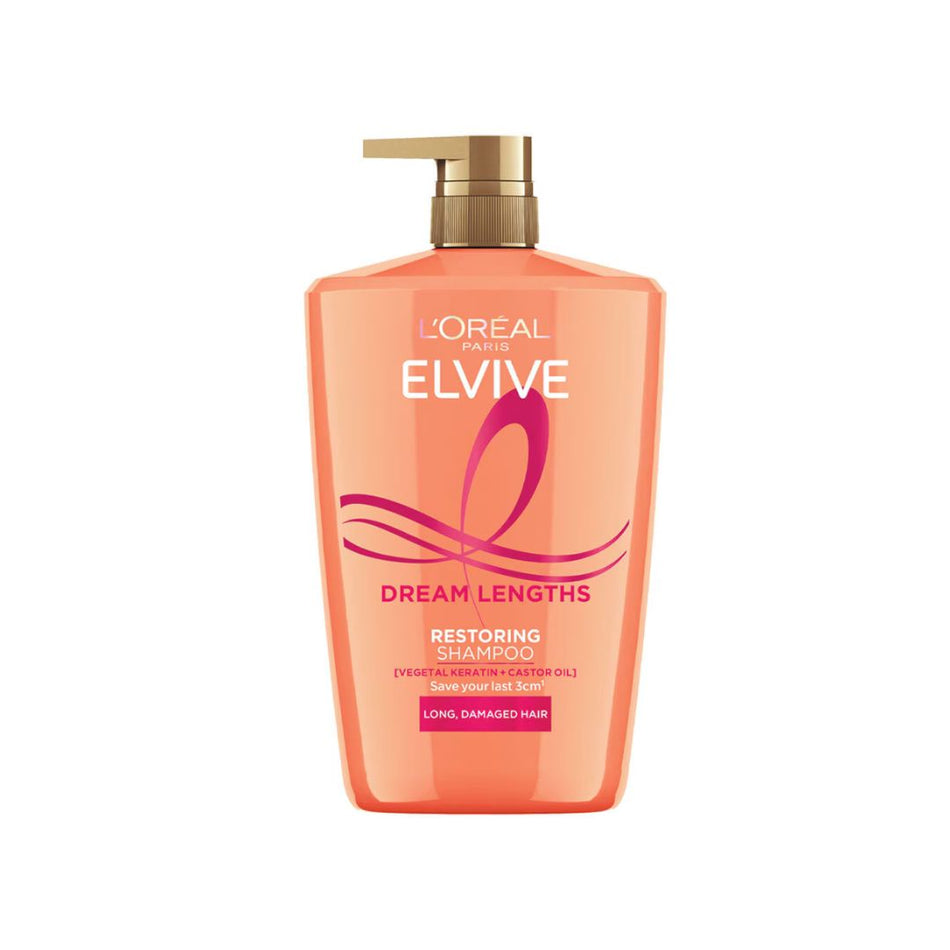 L'Oréal Paris Elvive Dream Lengths Restoring Shampoo 1L container on a white background