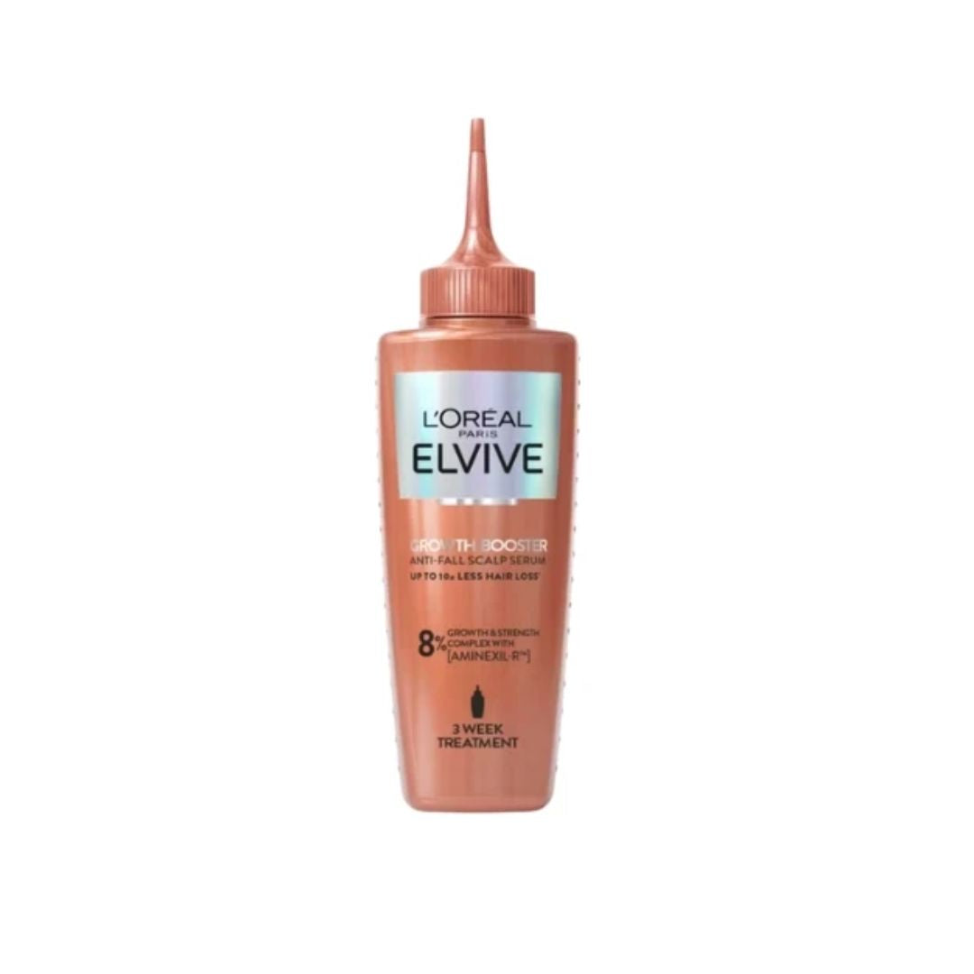 L’Oréal Paris Elvive Growth Booster scalp serum on a white background