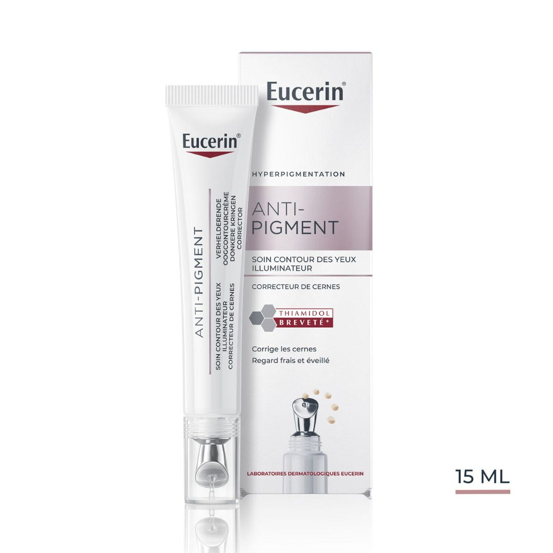 Eucerin Anti-Pigment eye cream packaging on a white background