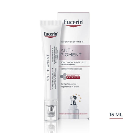 Eucerin Anti-Pigment eye cream packaging on a white background