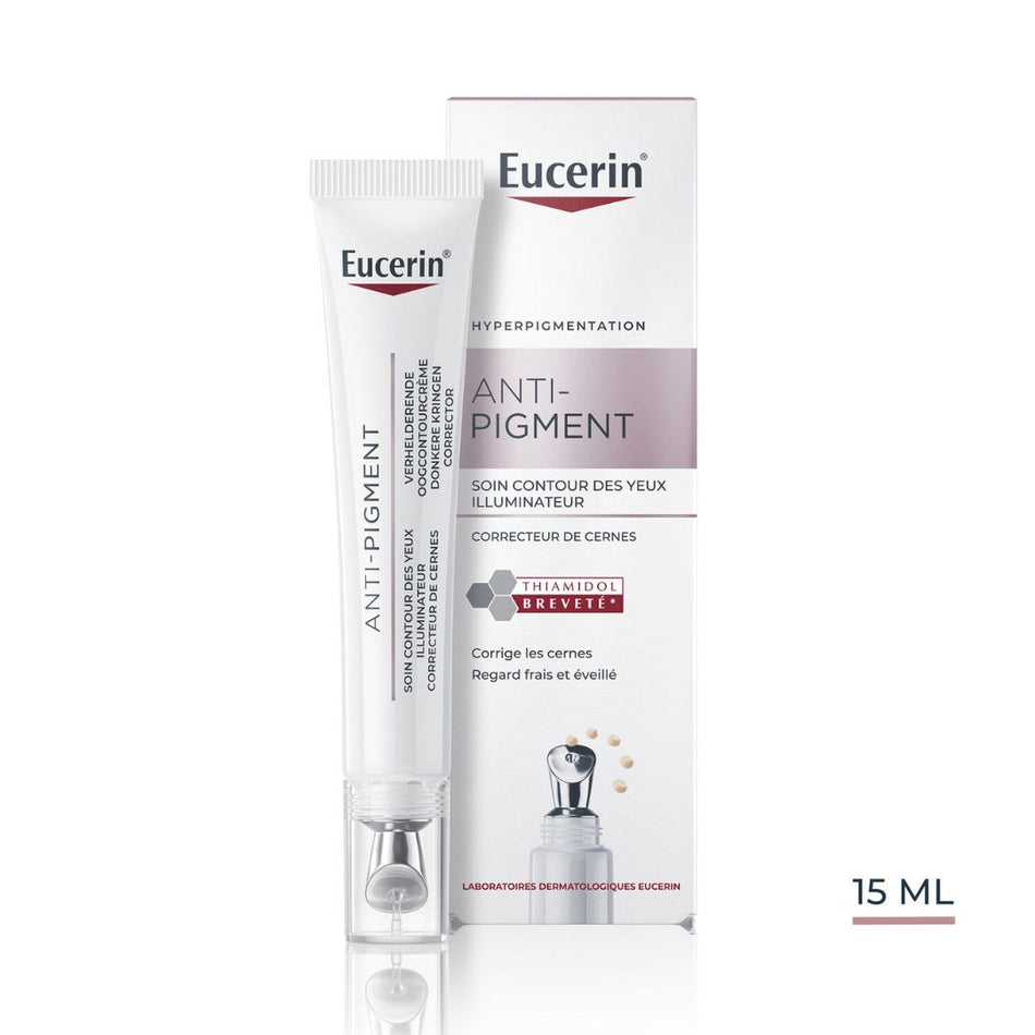 Eucerin Anti-Pigment eye cream packaging on a white background