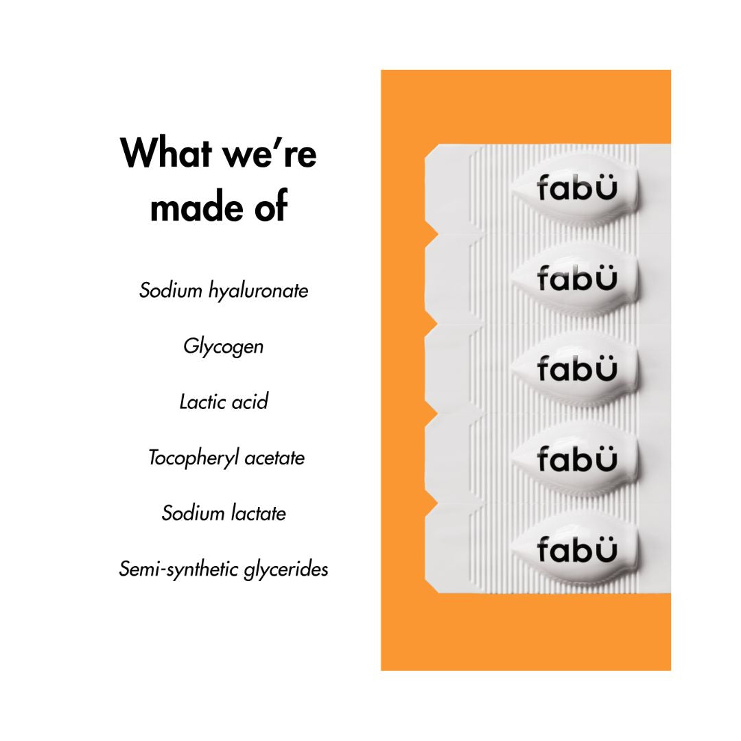 fabÜ Hello Healing Vaginal Ovules ingredient information graphic