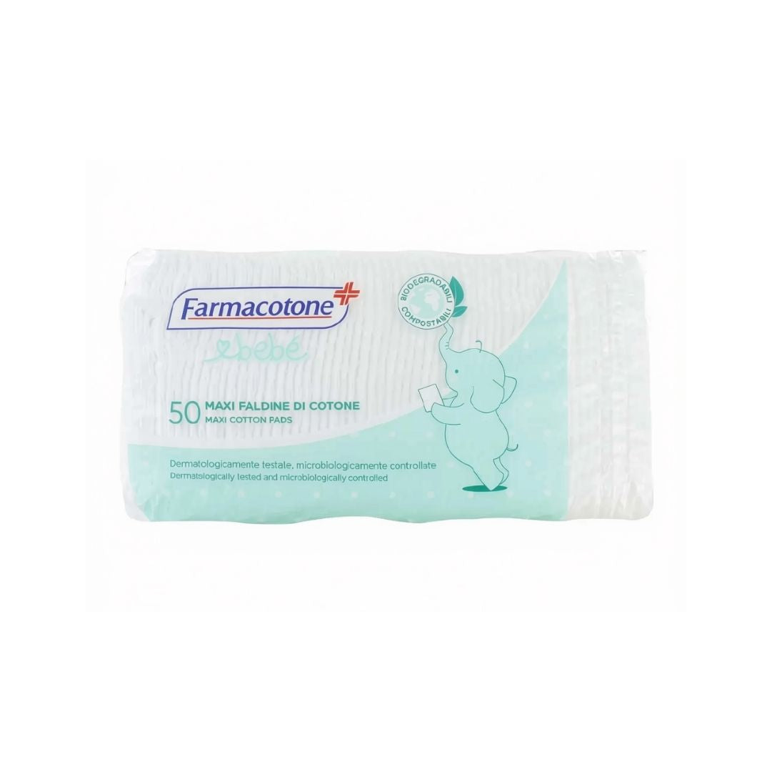 Farmacotone Bebè Maxi Cotton Pads 50 Pack on a white background