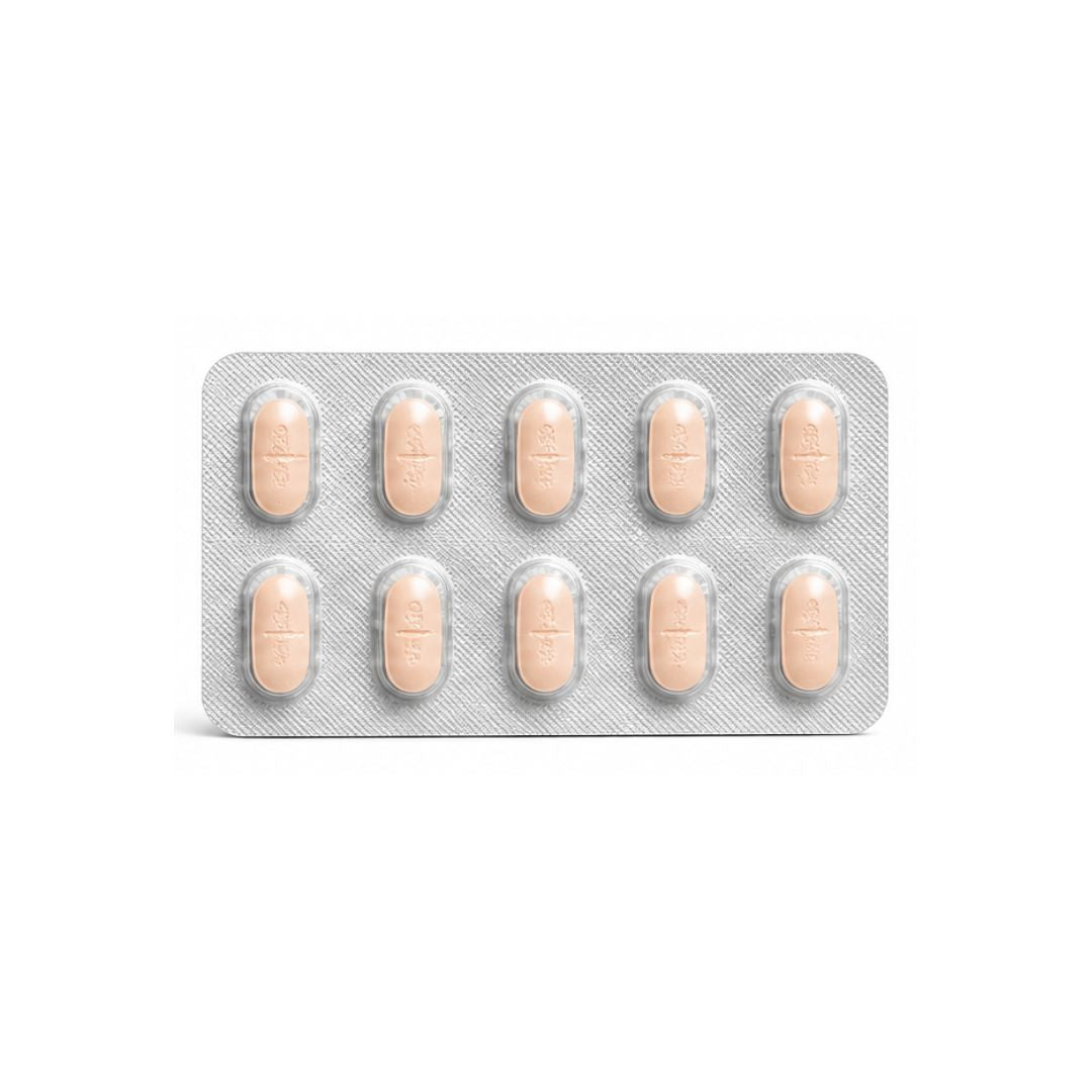 Fexofenadine Hydrochloride 120mg Film-Coated 10 tablets in foil on a background