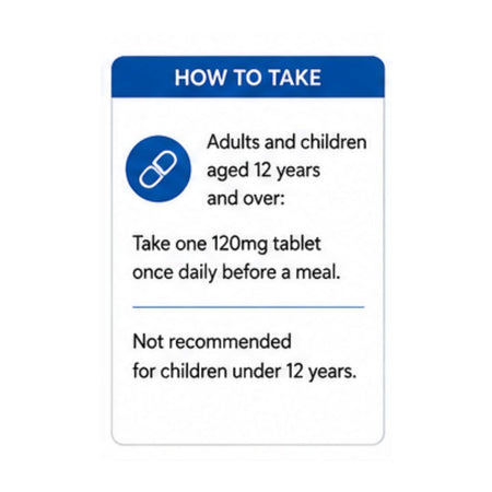Fexofenadine Hydrochloride 120mg Film-Coated Tablets 'HOW TO TAKE' graphic