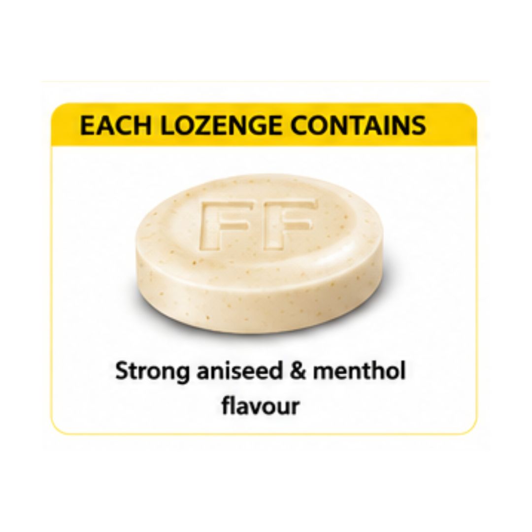 Fisherman's Friend aniseed Lozenge magnified on a white background