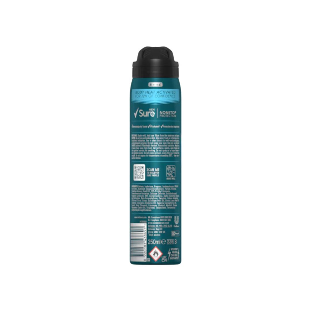 Sure Men Thermo Fresh 72H Anti-Perspirant 250ml (rear view) on a white background