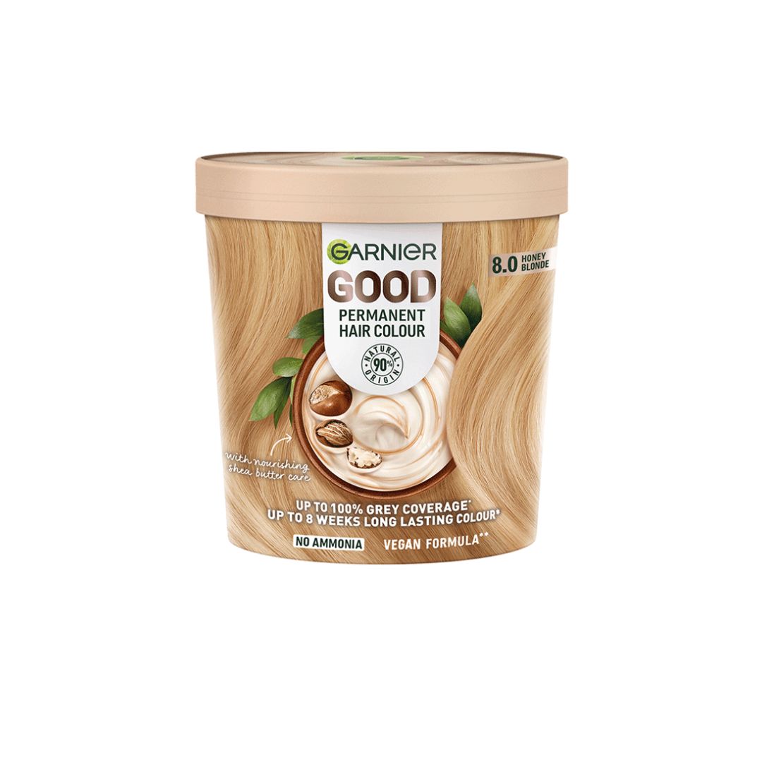 Garnier GOOD Permanent Hair Colour 8.0 Honey Blonde on a white background
