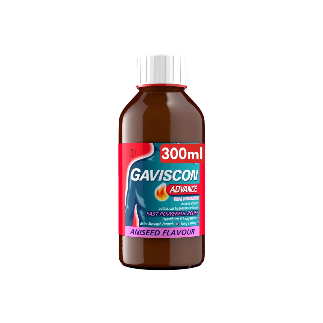 Gaviscon Advance Aniseed Oral Suspension 300ml container on a white background