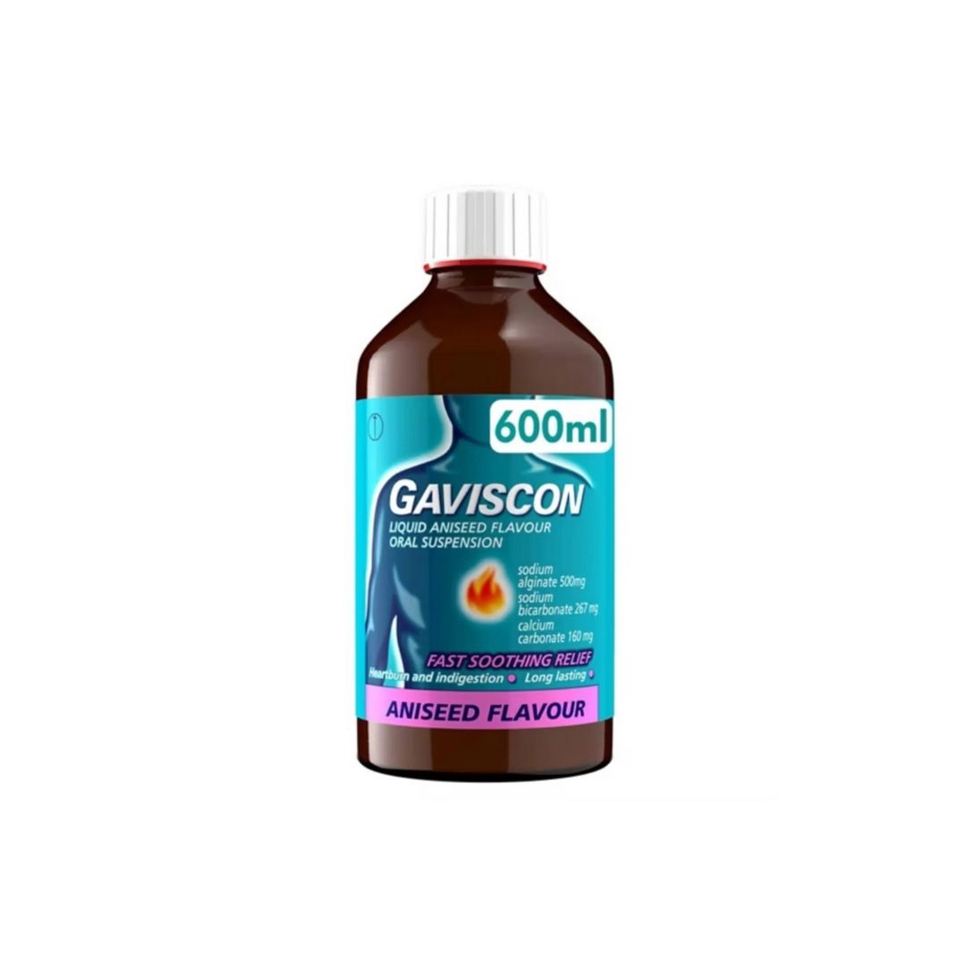 Gaviscon Liquid Aniseed Oral Suspension 600ml bottle on a white background