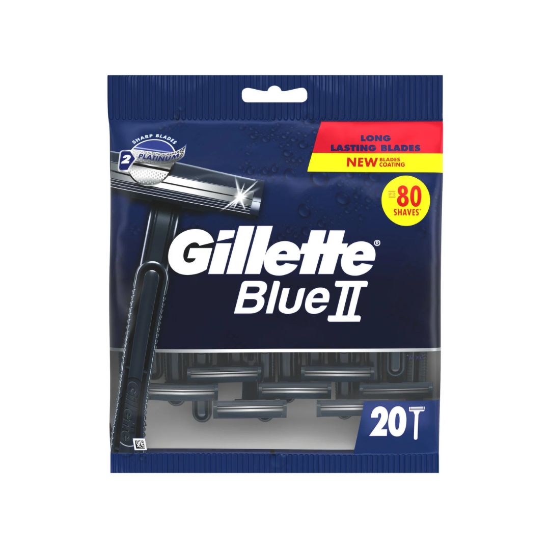 Gillette Blue II Disposable Razors 20 Pack on a white background