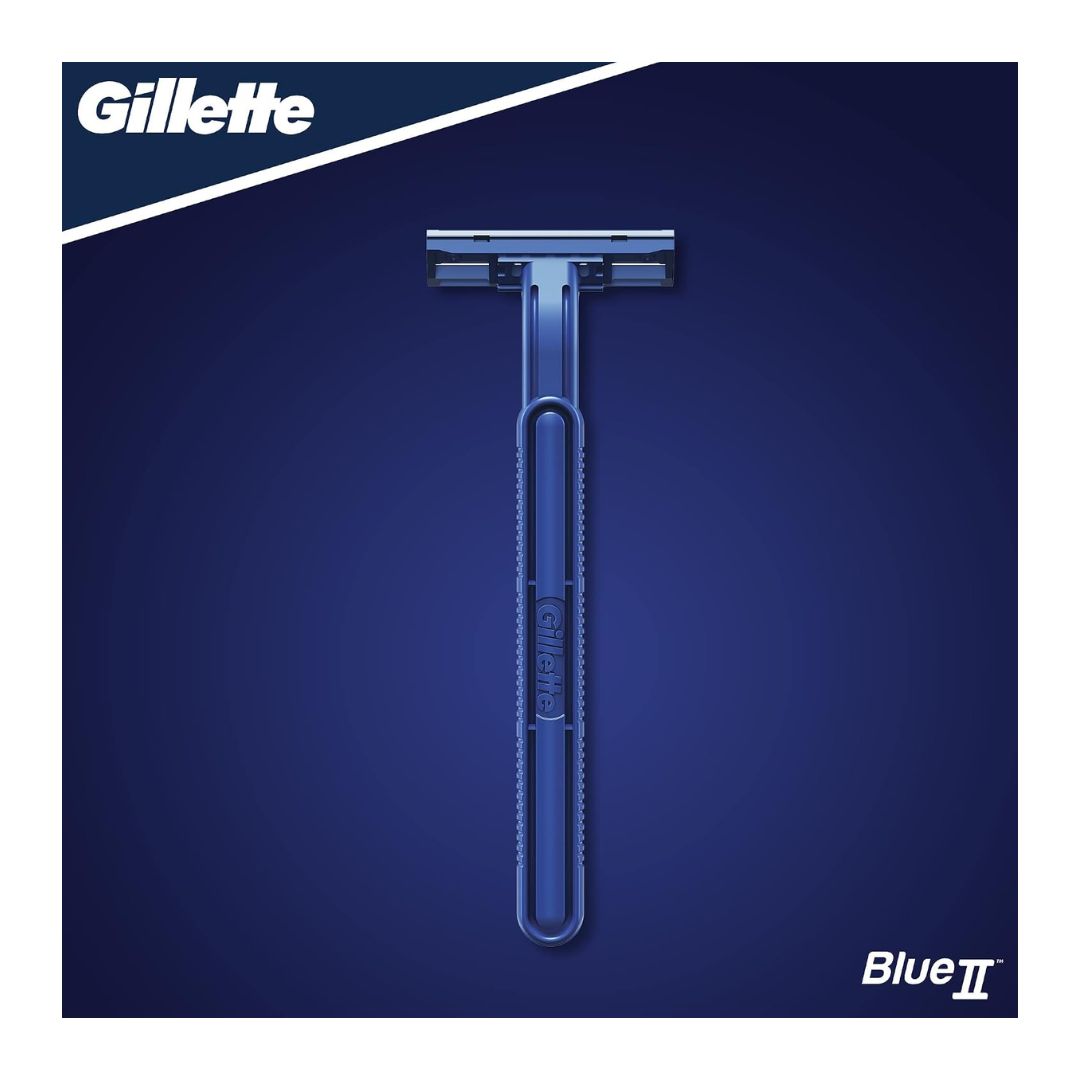 Gillette Blue II Disposable Razor on a navy blue background