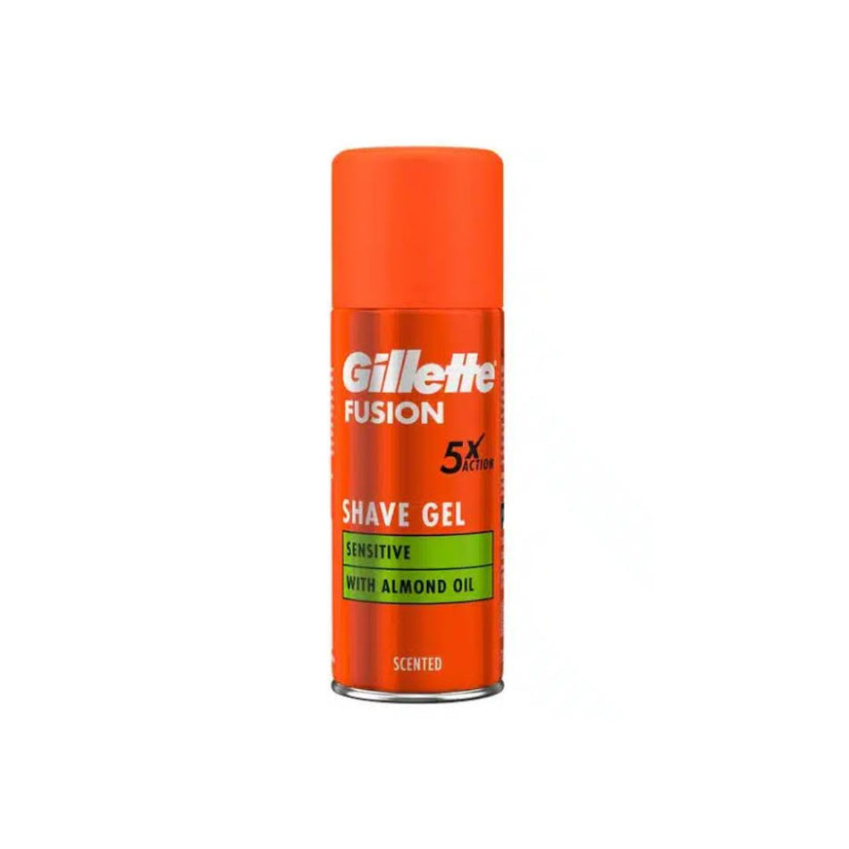 Gillette Fusion5 Sensitive Shave Gel Travel Size 75ml on a white background