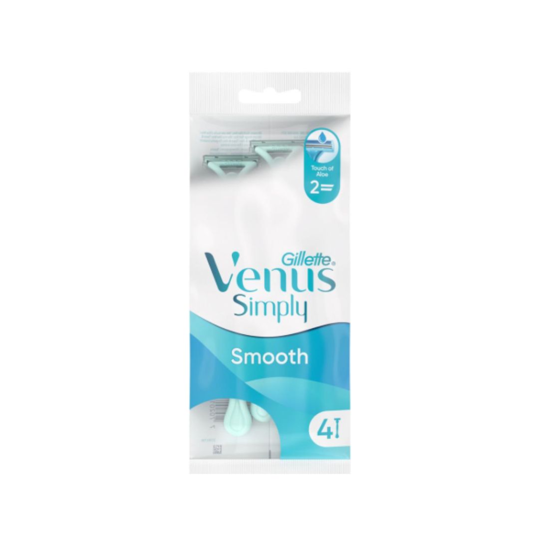 Gillette Venus Simply Smooth Disposable Razors 4 Pack on a white background
