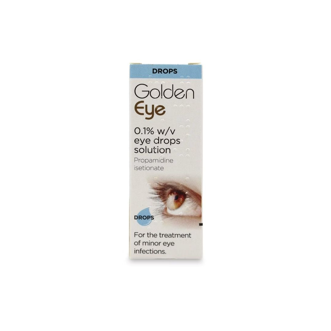Golden Eye 0.1% w/v Eye Drops packaging on a white background