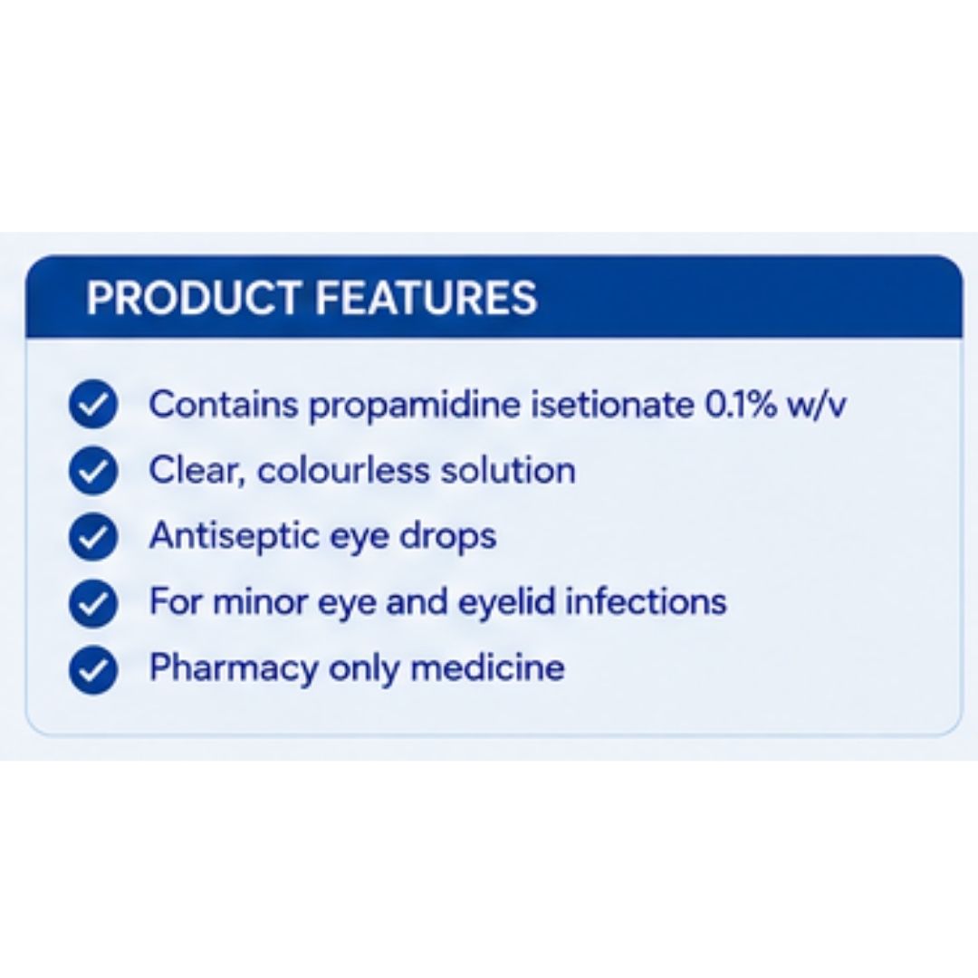 Golden Eye 0.1% w/v Eye Drops 'PRODUCT FEATURES' graphic